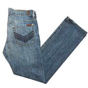 7 For All Mankind Standard Jeans Mens 34x32 Blue Medium Wash Straight Button Fly